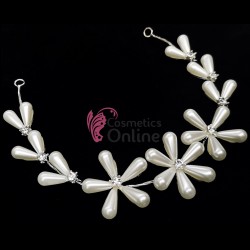 Tiara Ti040II Argintiu pentru mirese cu cristale si perle + 2 Agrafe